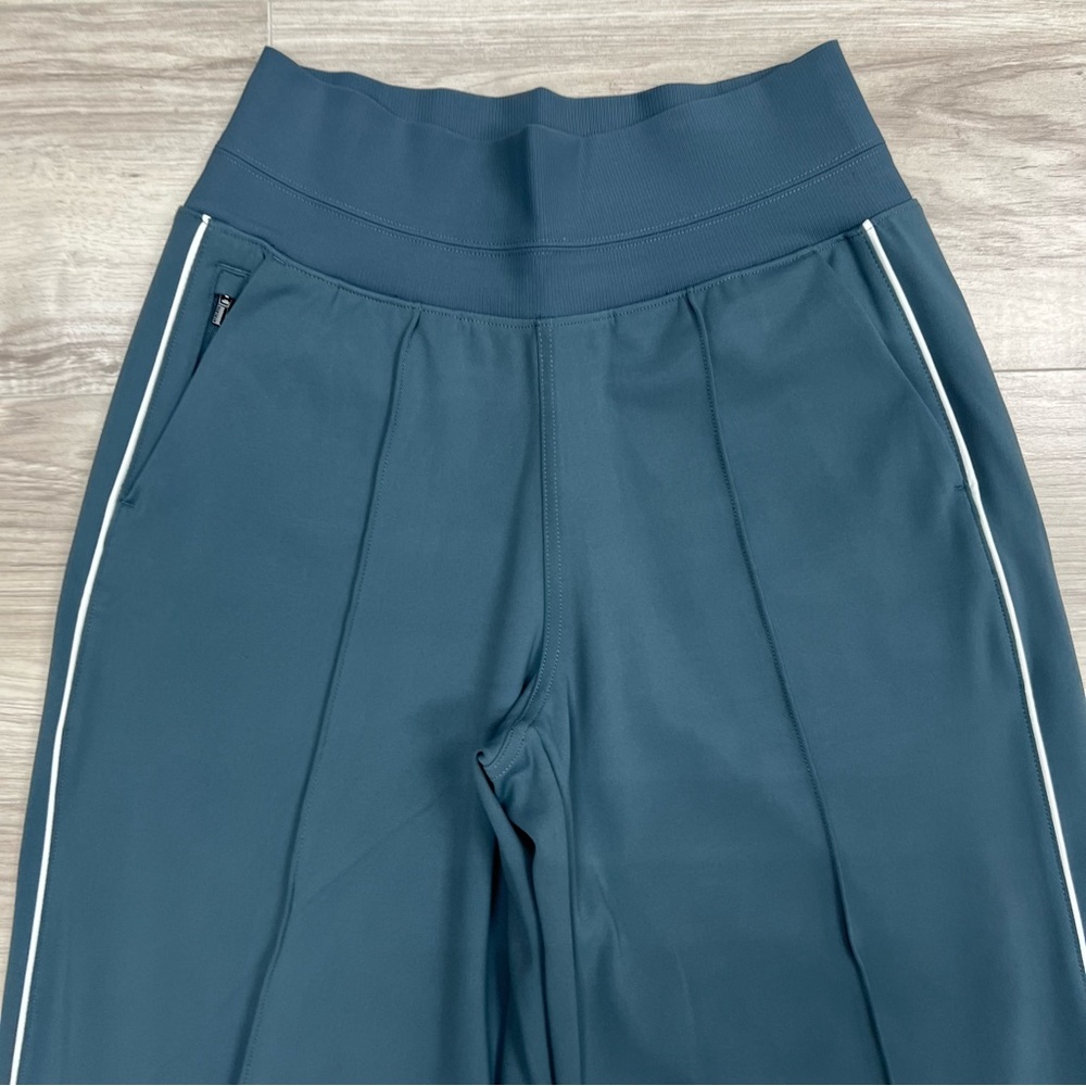 Athleta Venice High Rise Track Stripe Wide Leg Green/ White Stripe Size XS - Picture 4 of 12